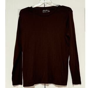 Women's Eddie Bauer Long Sleeve Knit T-Shirt, Chocolate Brown Size XXL